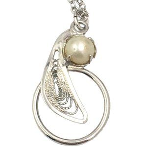 Sterling Silver 925 Faux Pearl Feather Choker